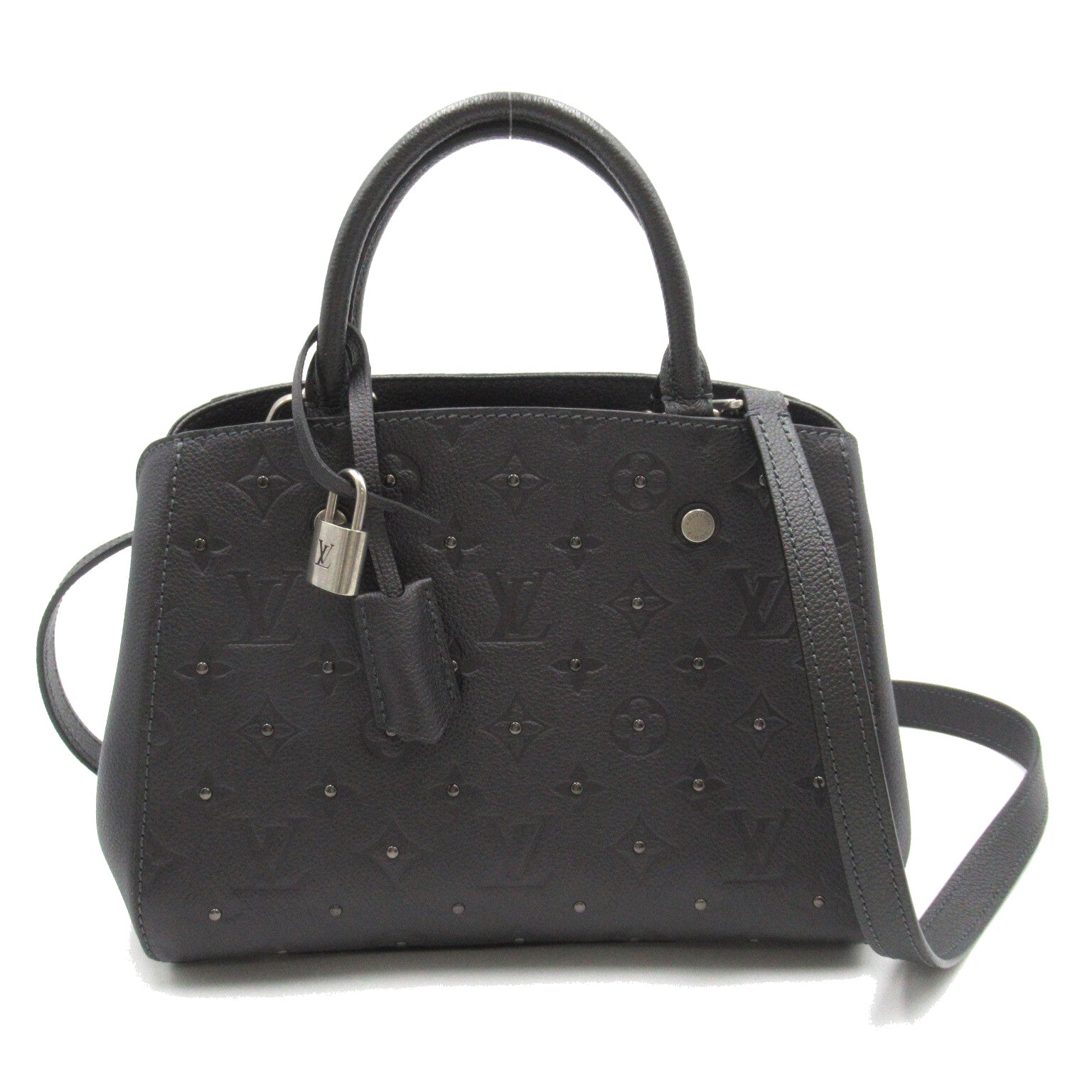 Louis Vuitton Montaigne BB 2w Shoulder Bag Leather Monogram Emplant  Grey Platinum M50665