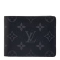 Louis Vuitton Monogram Eclipse Portefolio Slender Double Fold Wallet M62294 Black PVC Mens LOUIS VUITTON