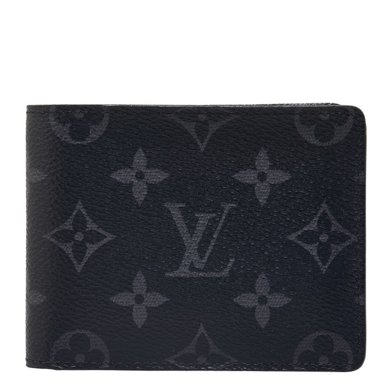 Louis Vuitton Monogram Eclipse Portefolio Slender Double Fold Wallet M62294 Black PVC Mens LOUIS VUITTON