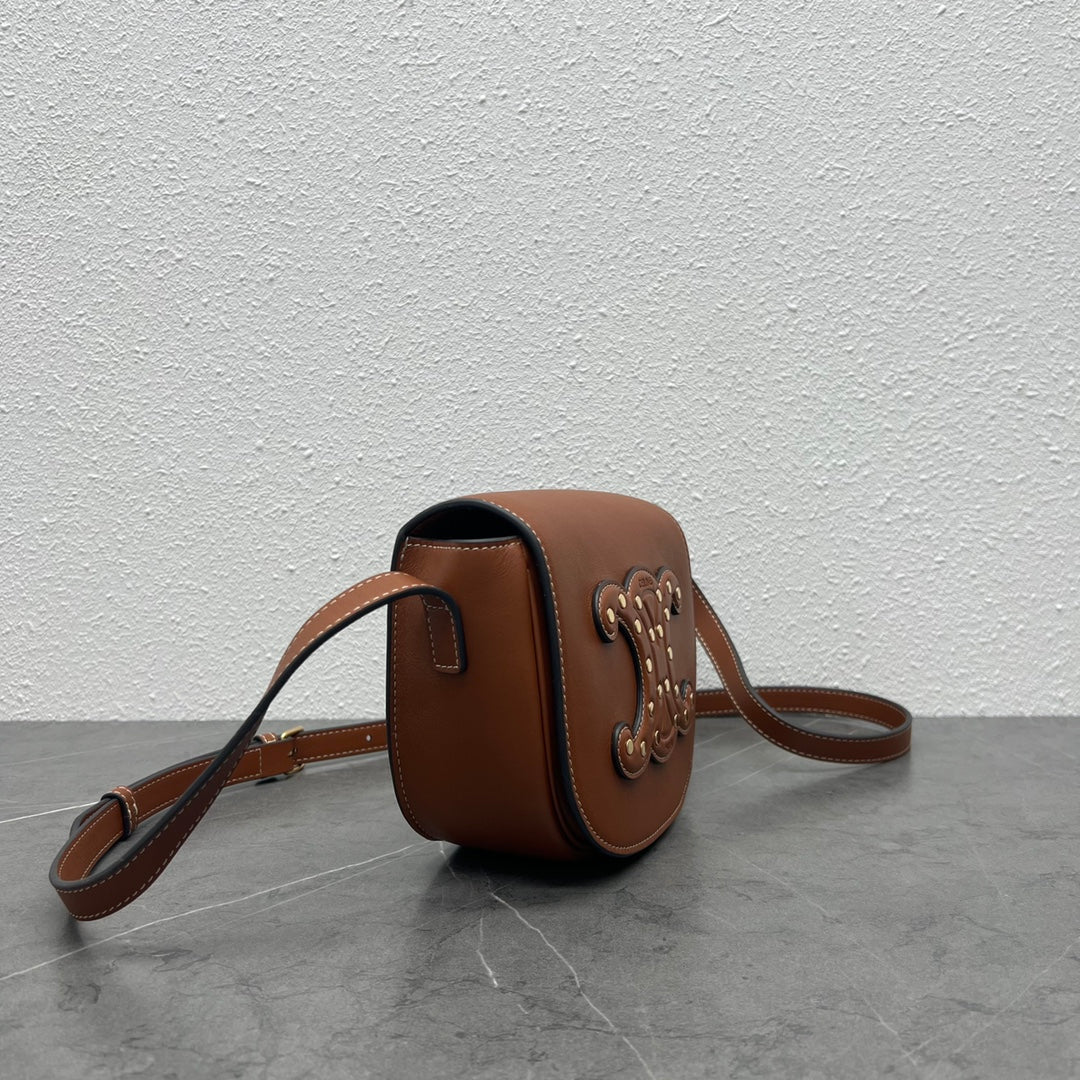 CE Folco Cuir Triomphe With Studs Brown For Women 7in/19cm 198263DU9.04LU