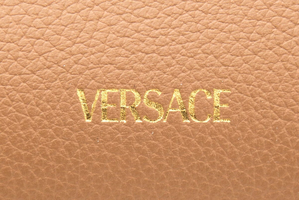 Versace Brown La Medusa Flap Leather Tote