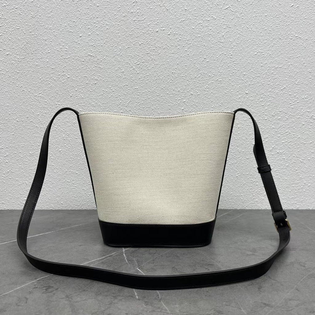 GLAMI Small Bucket Cuir Triomphe In Textile Natural / Black For Women 9in/22cm