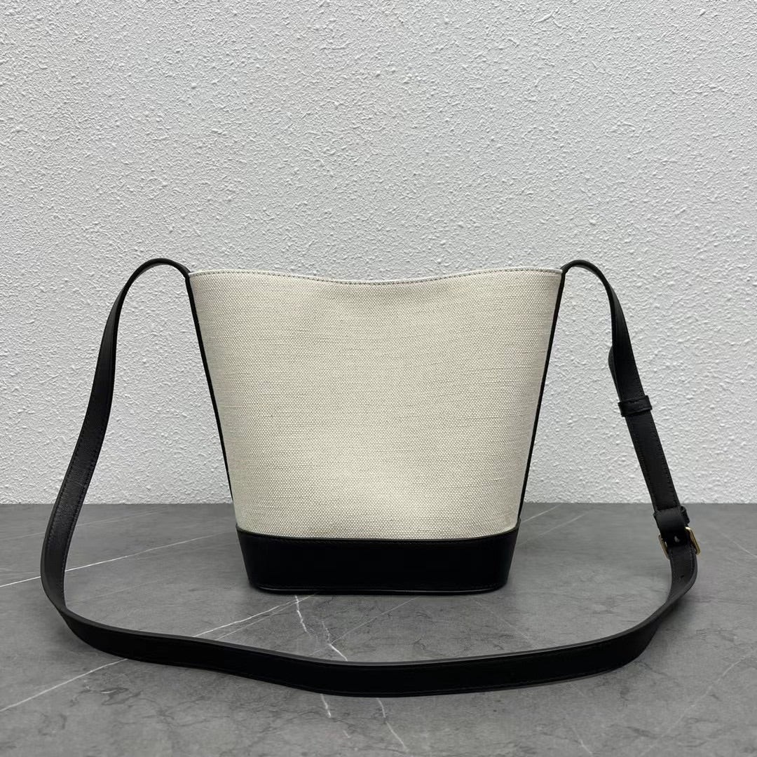 GLAMI Small Bucket Cuir Triomphe In Textile Natural / Black For Women 9in/22cm