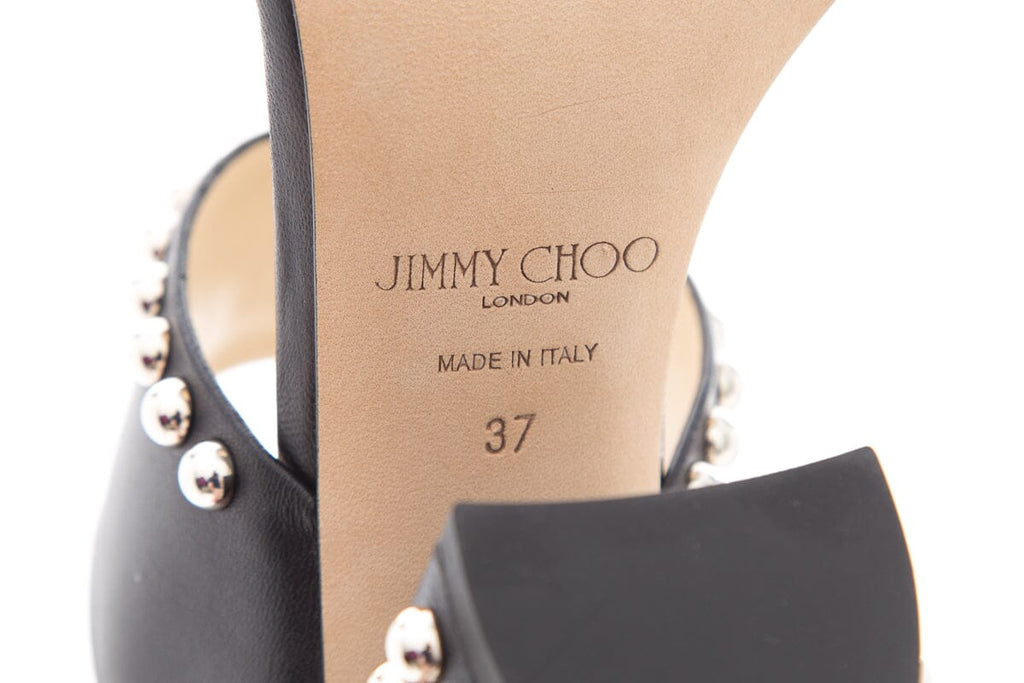 Jimmy Choo Black Leather & Silver Stud SZ 37