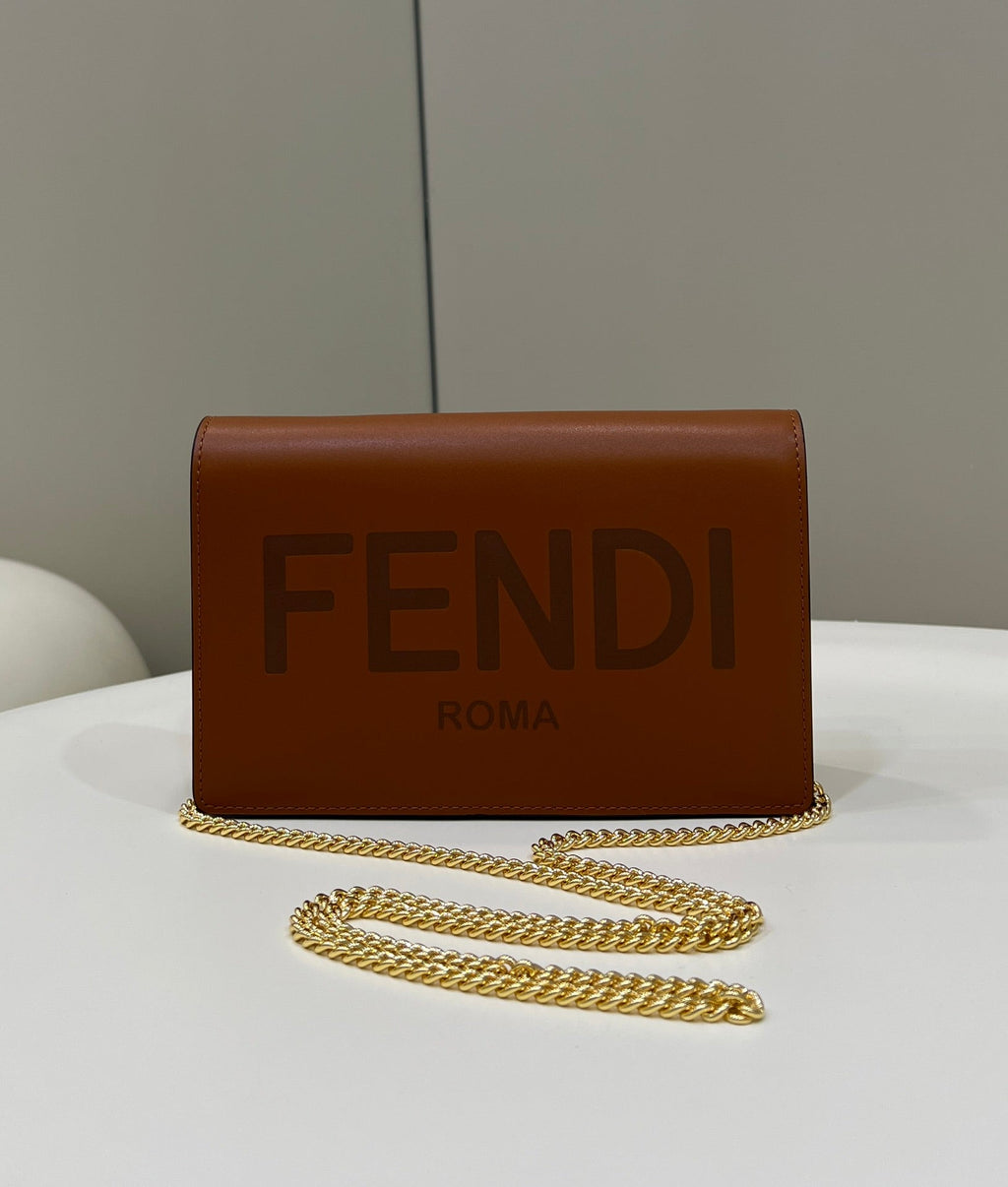 FI Wallet On Chain Mini Brown Bag For Woman 13.5cm/5.5in
