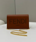 FI Wallet On Chain Mini Brown Bag For Woman 13.5cm/5.5in