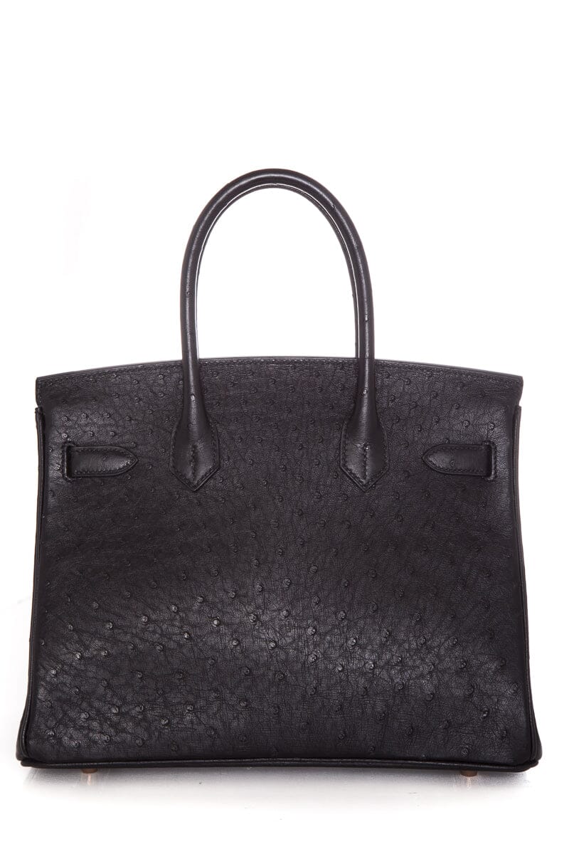 HermÃƒÆ’Ã‚Â¨s 2021 Black Ostrich Rose Gold HW Birkin 30cm