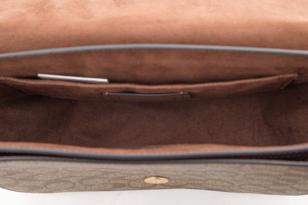 Coach "Kleo 23" Monogram & Rust Suede Cross-Body NWT