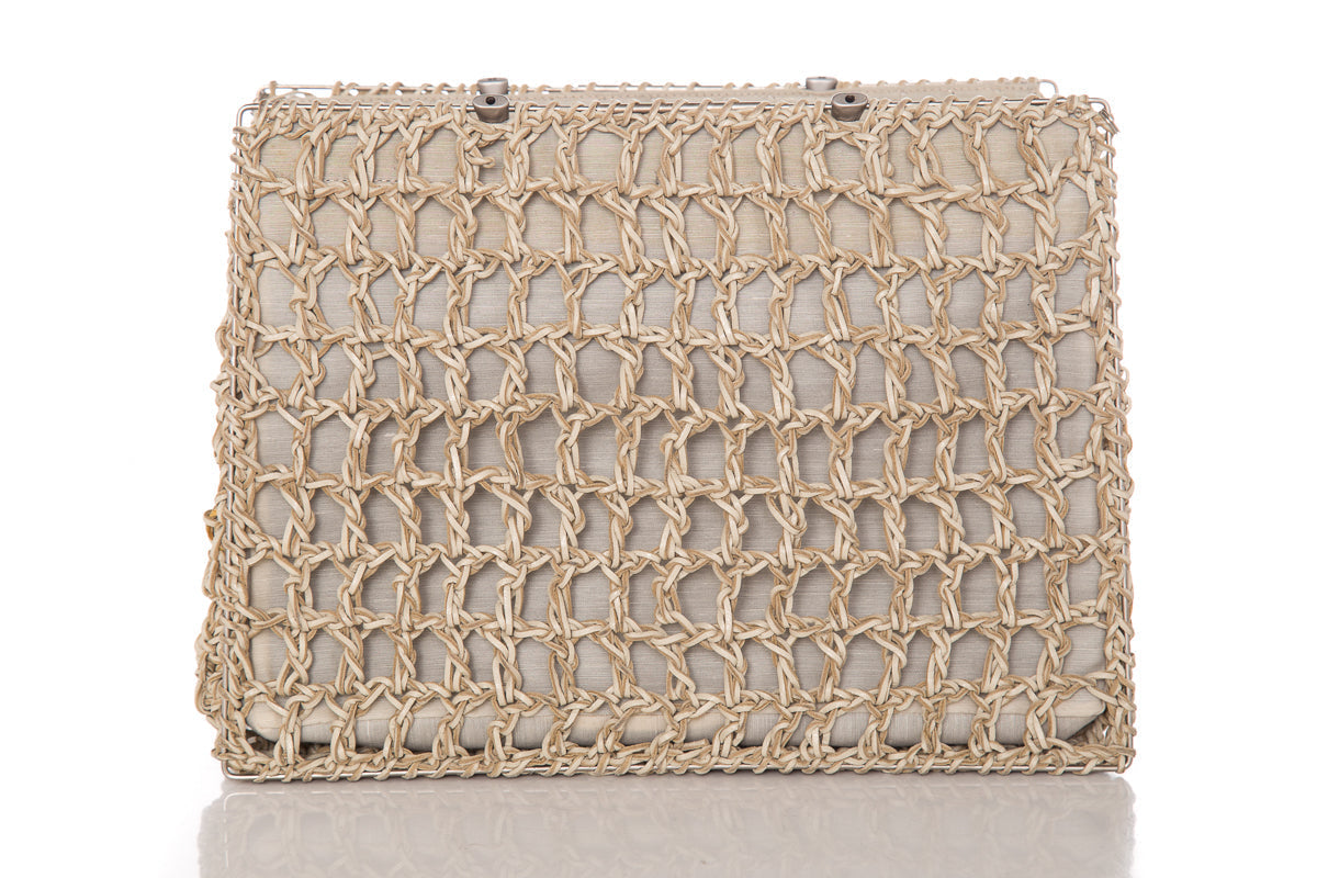 Salvatore Ferragamo Natural Woven Leather Handbag