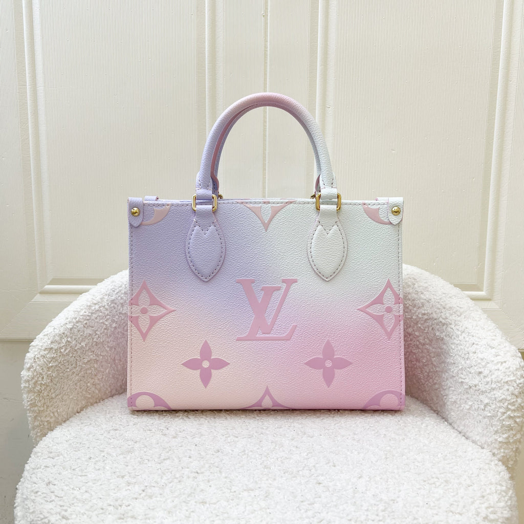 LV Onthego PM in Pastel Sunrise Monogram Empreinte Leather GHW