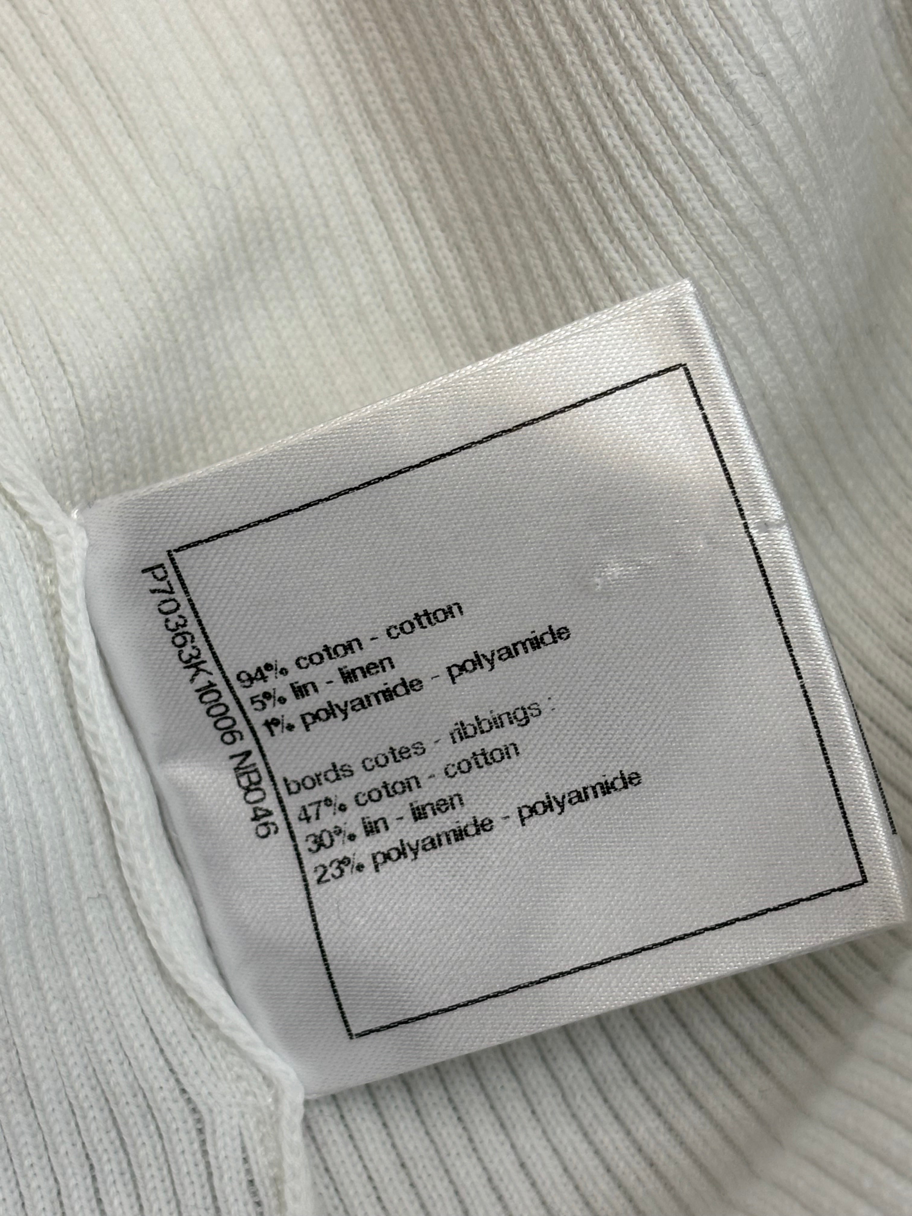 CHANEL White Ribbed Multicolor Clover Tank Top Sz 40(10US)