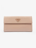 Prada Long Wallet Beige Saffiano Leather