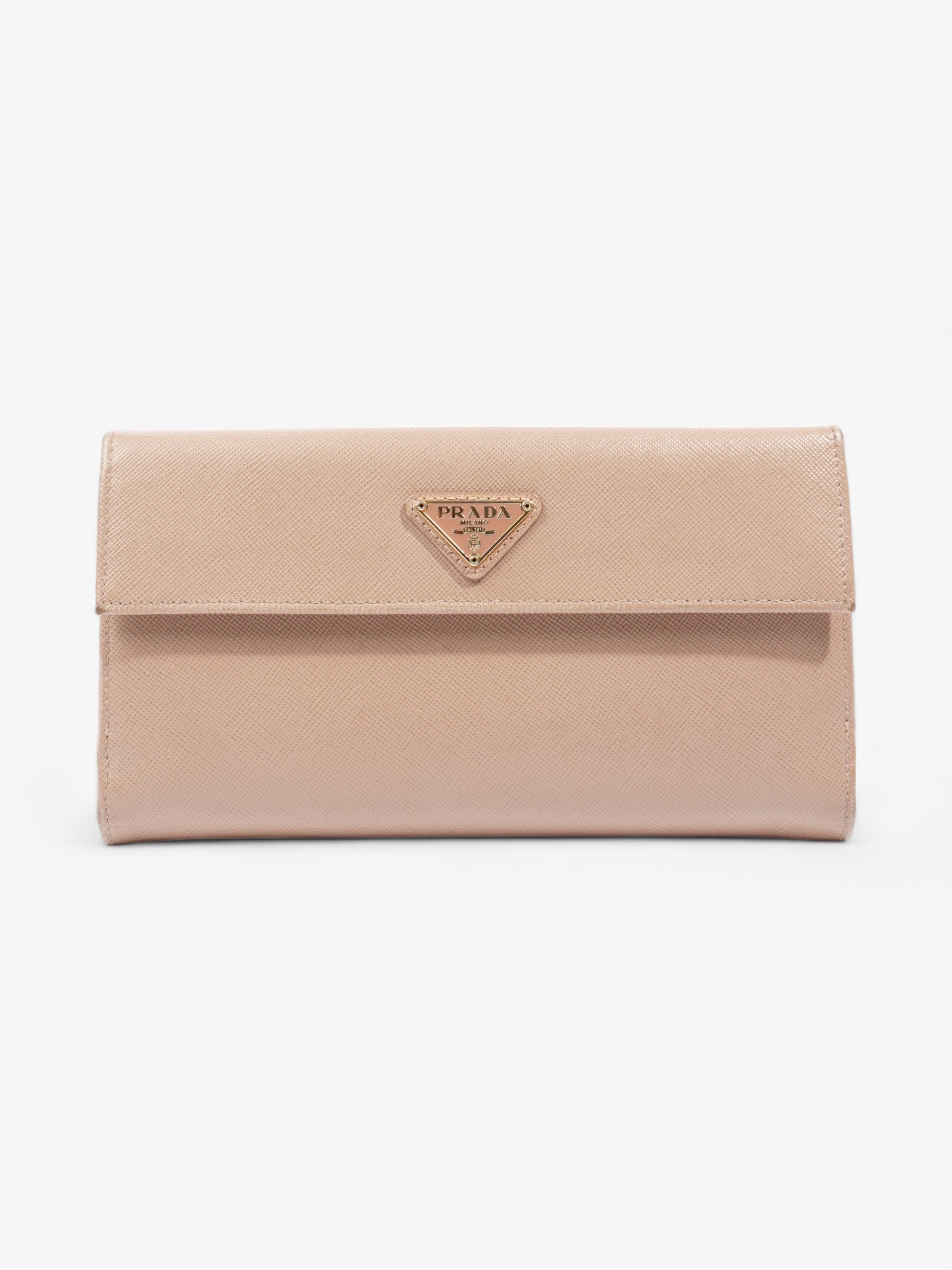 Prada Long Wallet Beige Saffiano Leather
