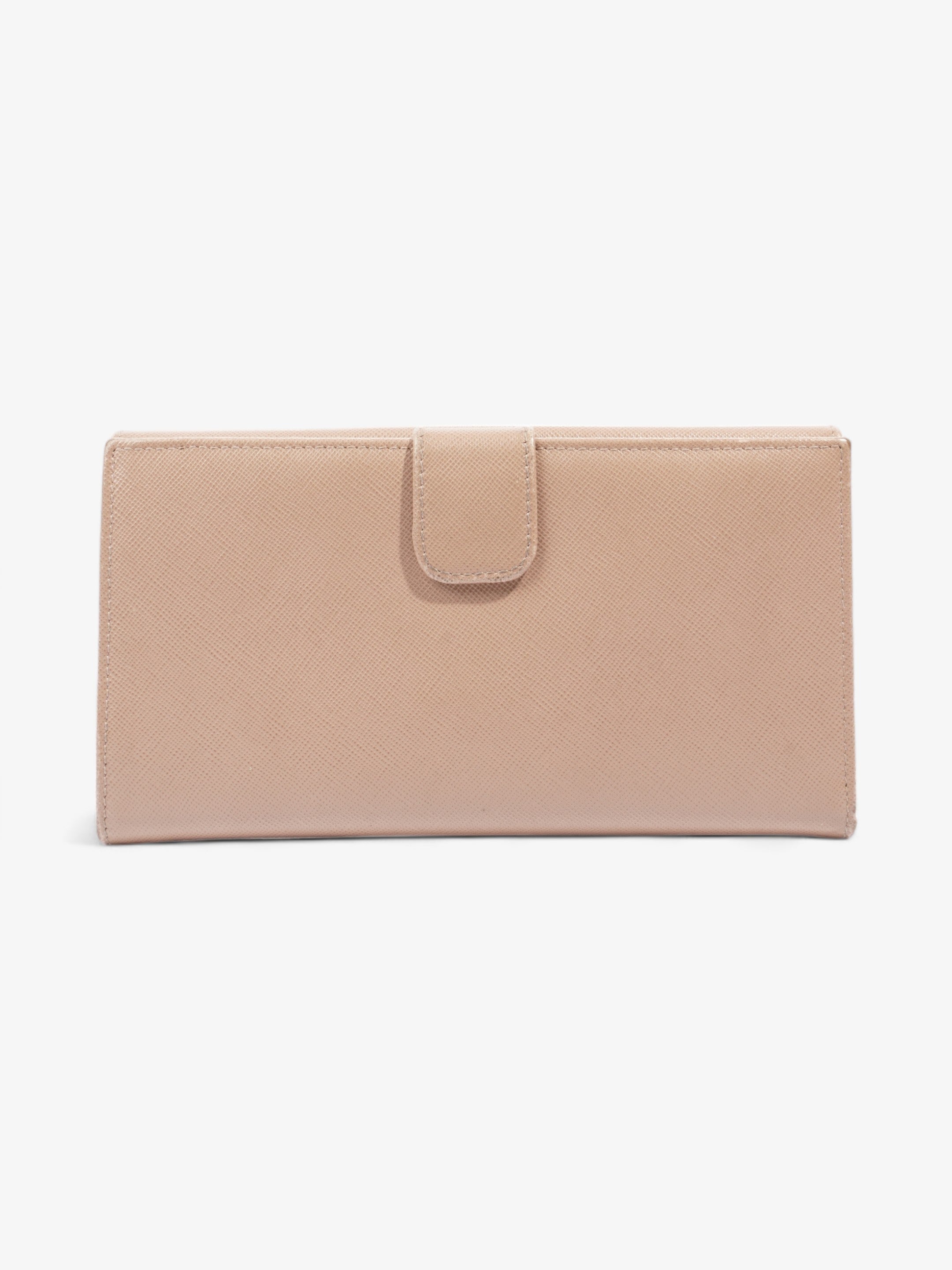 Prada Long Wallet Beige Saffiano Leather