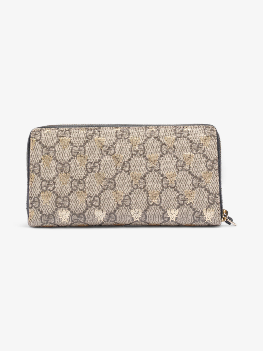 Gucci GG Supreme Zip Around Wallet Supreme / Gold Coated Canvas