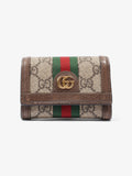 Gucci Ophidia GG French Flap Wallet GG Supreme / Red / Green Coated Canvas