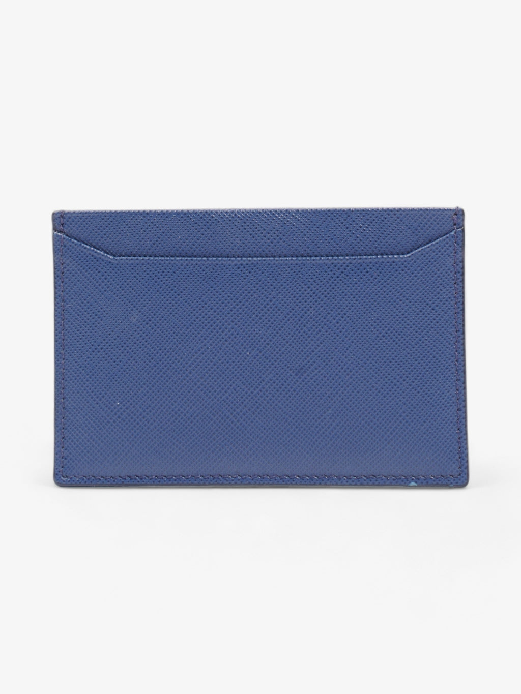 Prada Logo Card Case Wallet Navy Saffiano Leather