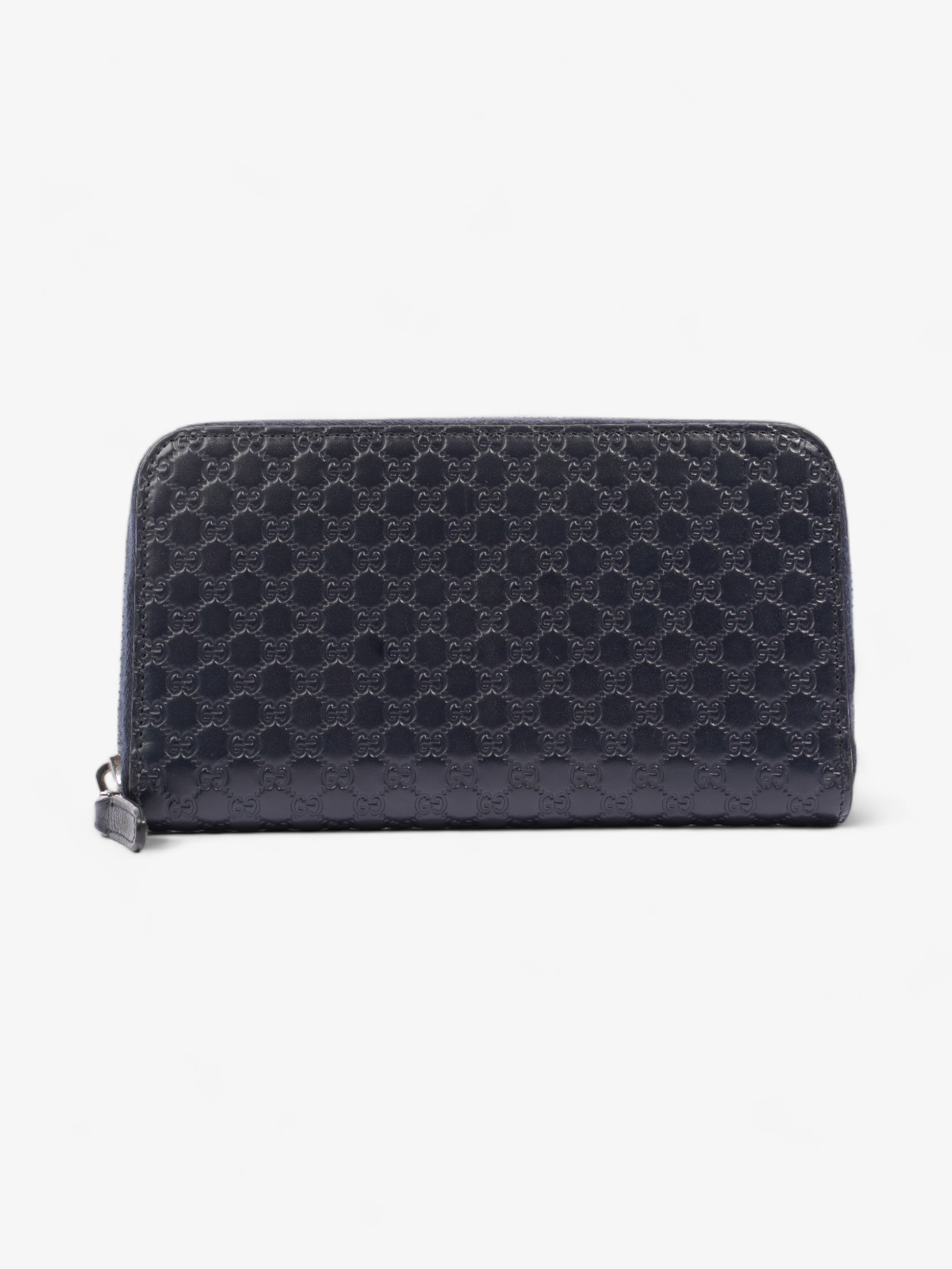 Gucci Microguccissima Zip Around Wallet Navy Blue GG Leather