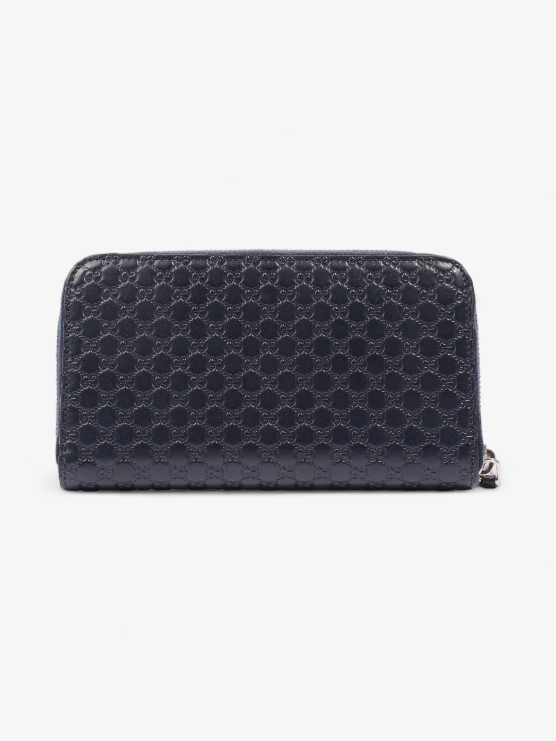 Gucci Microguccissima Zip Around Wallet Navy Blue GG Leather
