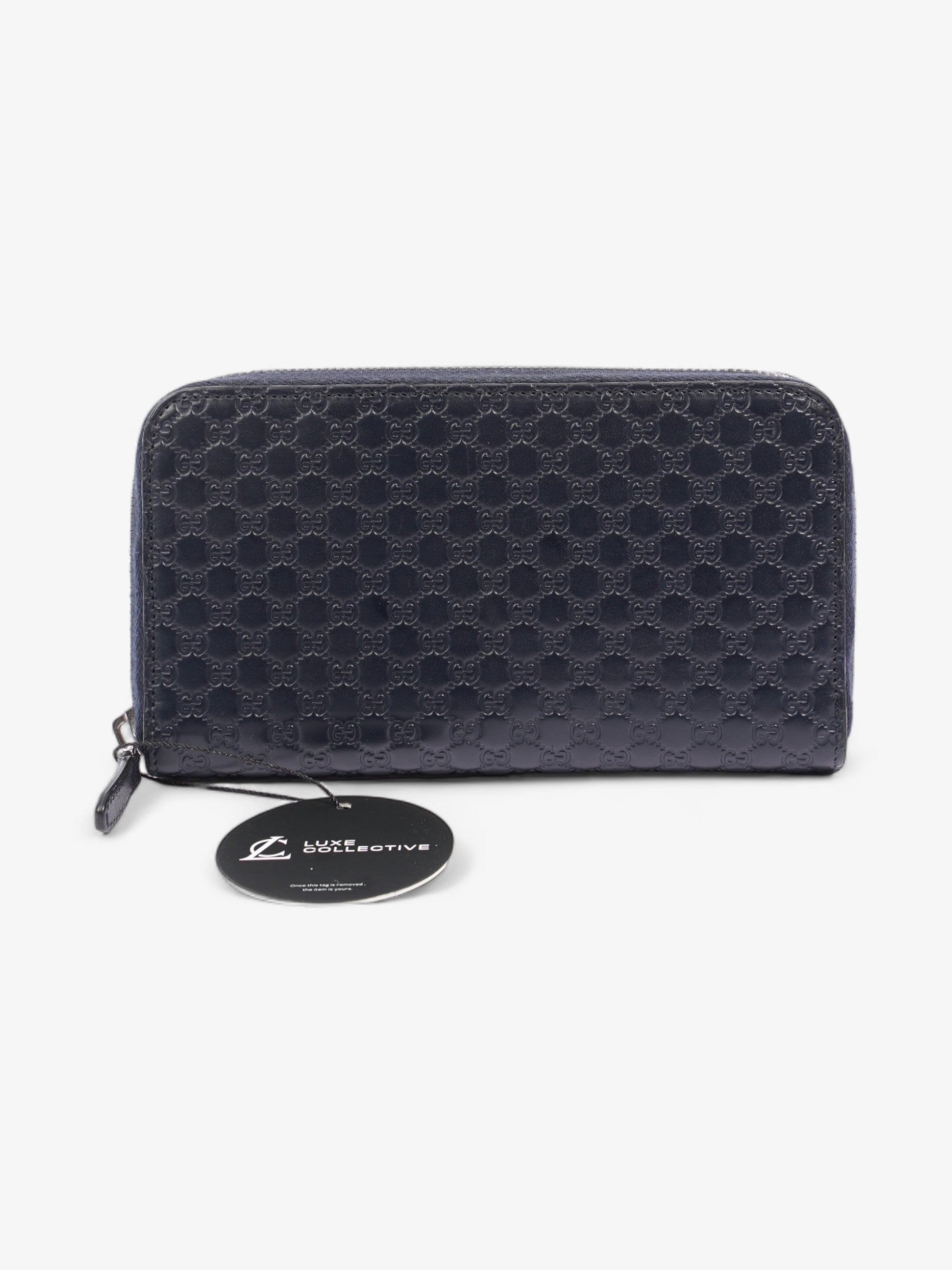 Gucci Microguccissima Zip Around Wallet Navy Blue GG Leather