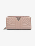 Prada Nappa Leather Zip Round Wallet Nude Nappa Leather