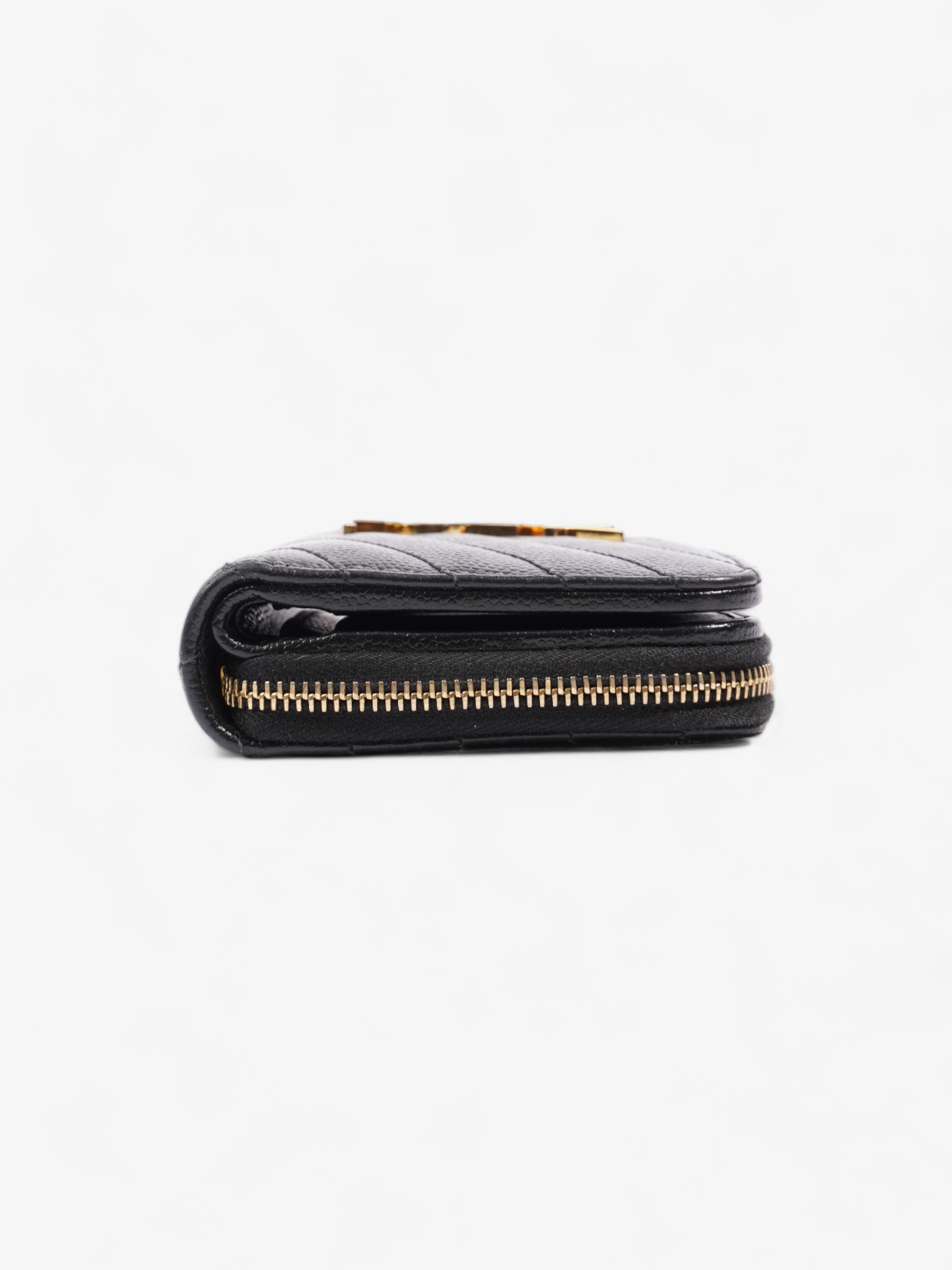 Saint Laurent Compact Zip Wallet Black Grained Leather