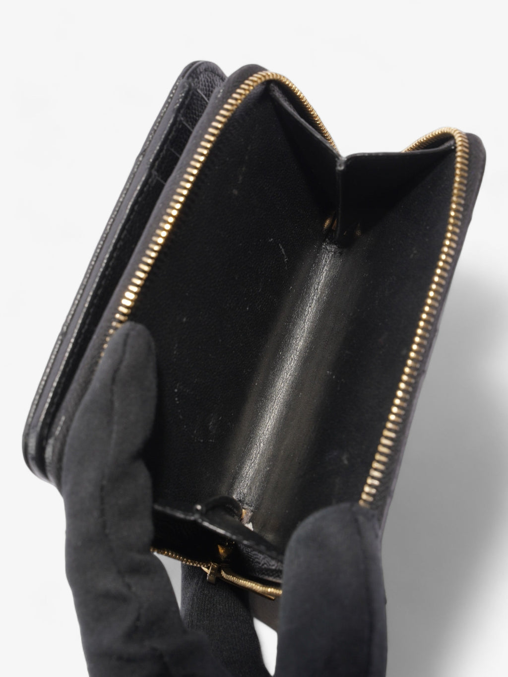 Saint Laurent Compact Zip Wallet Black Grained Leather