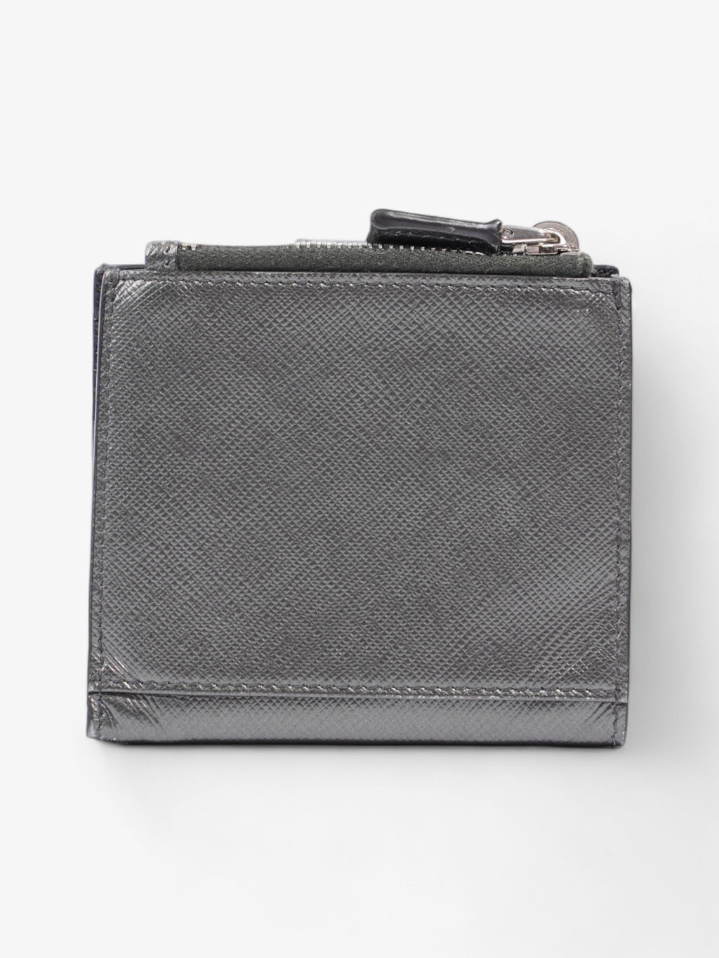 Prada Compact Wallet Grey Saffiano Leather