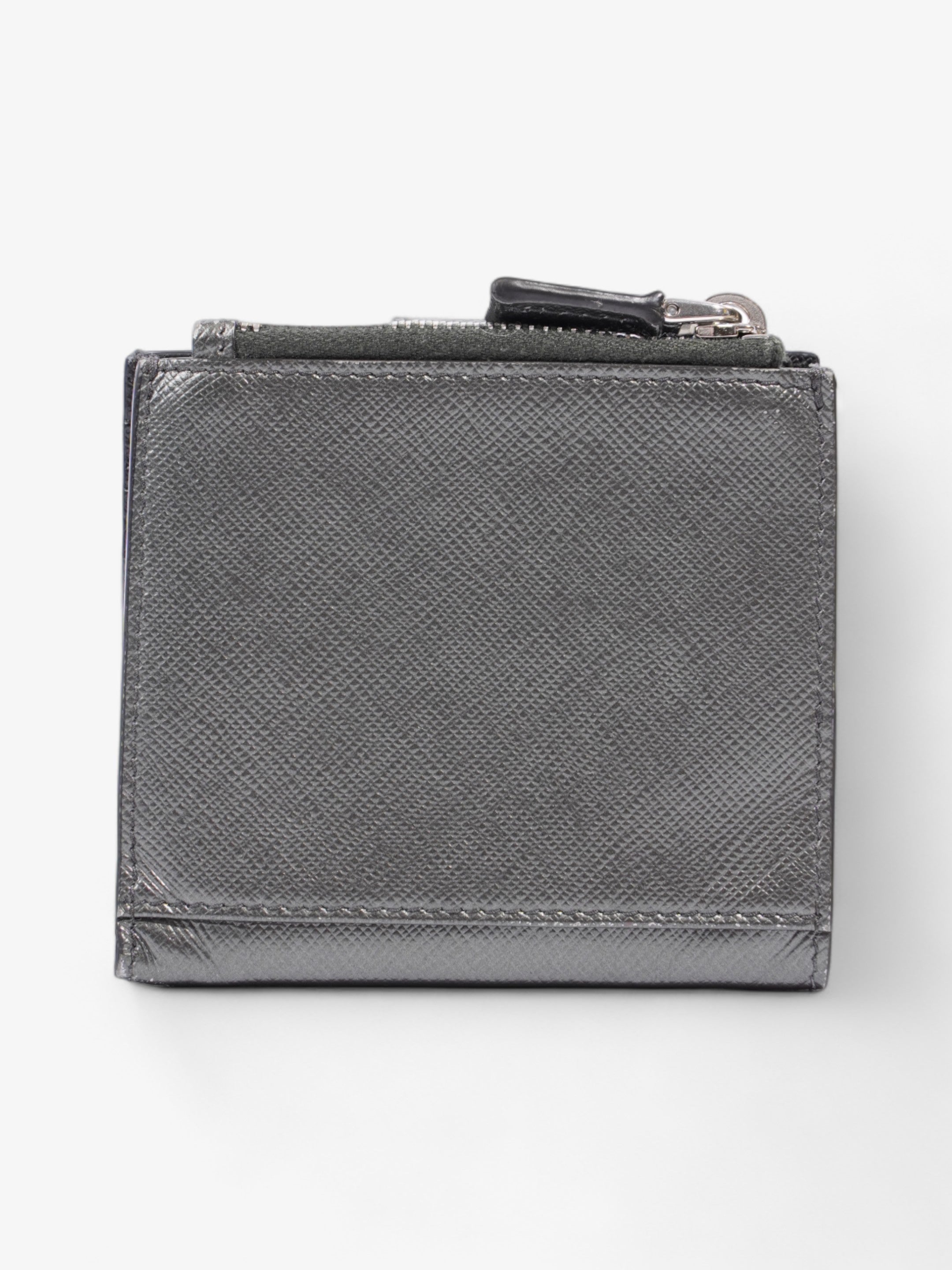 Prada Compact Wallet Grey Saffiano Leather