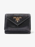 Prada Compact Wallet Black Epi Leather