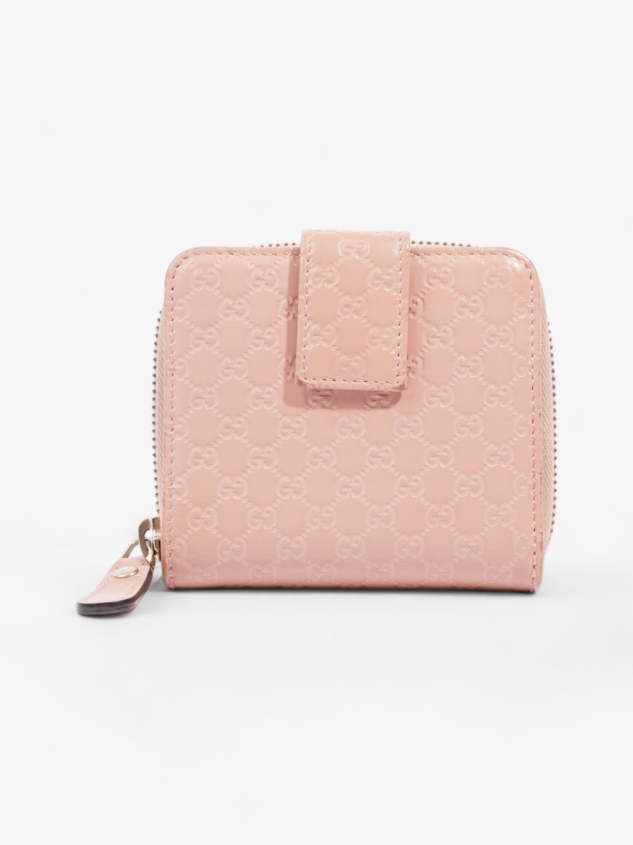 Gucci Gucci Micro Guccissima 449395 Leather Compact Wallet Pink   鈷?Engraving Pink Embossed Leather