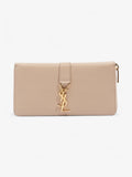 Saint Laurent Zip Round Wallet Beige Leather
