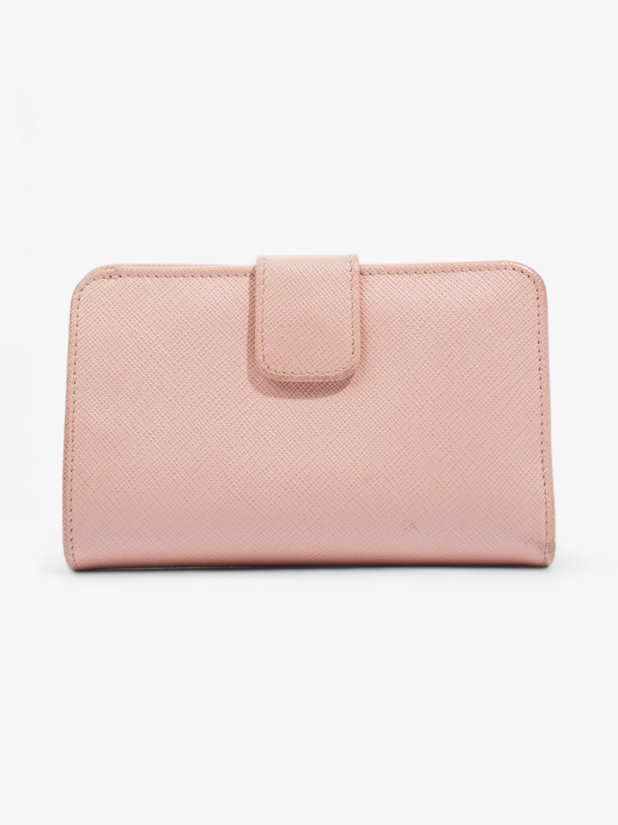 Prada Compact Wallet Pink Saffiano Leather