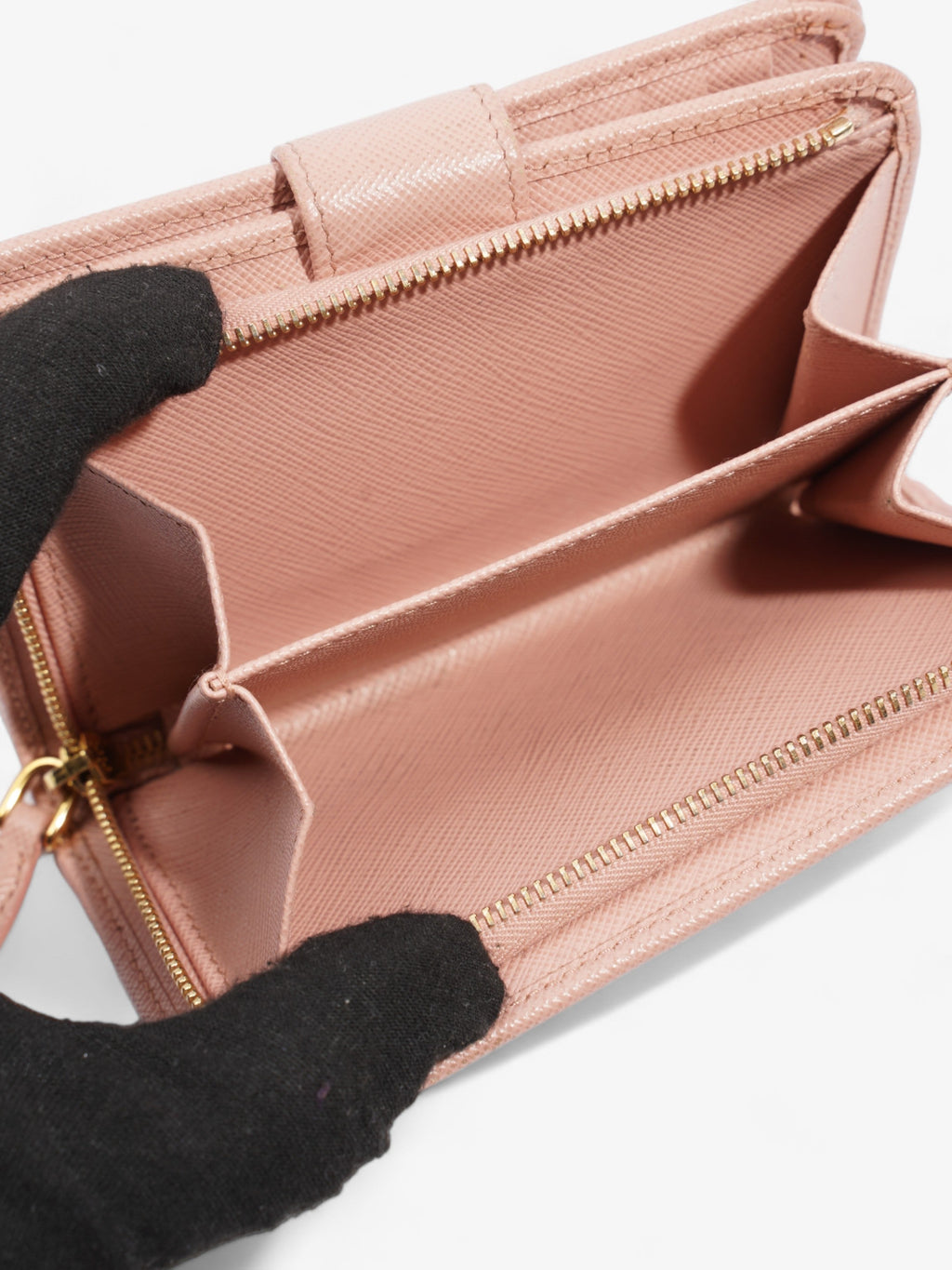 Prada Compact Wallet Pink Saffiano Leather