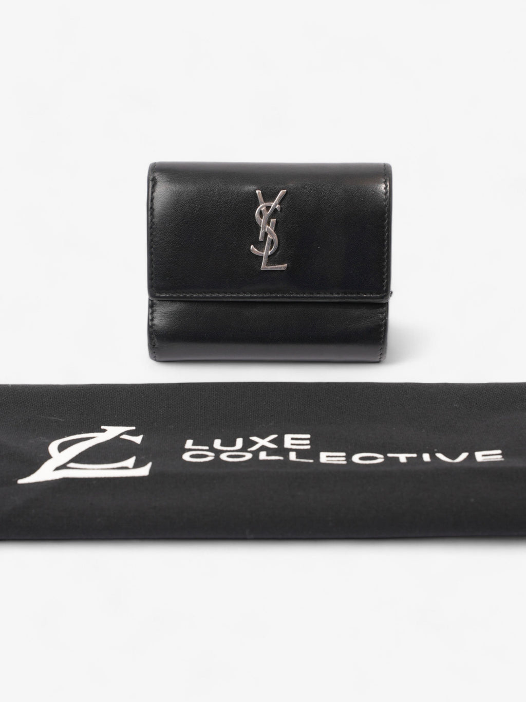 Saint Laurent Monogram Compact Wallet Black / Silver Leather