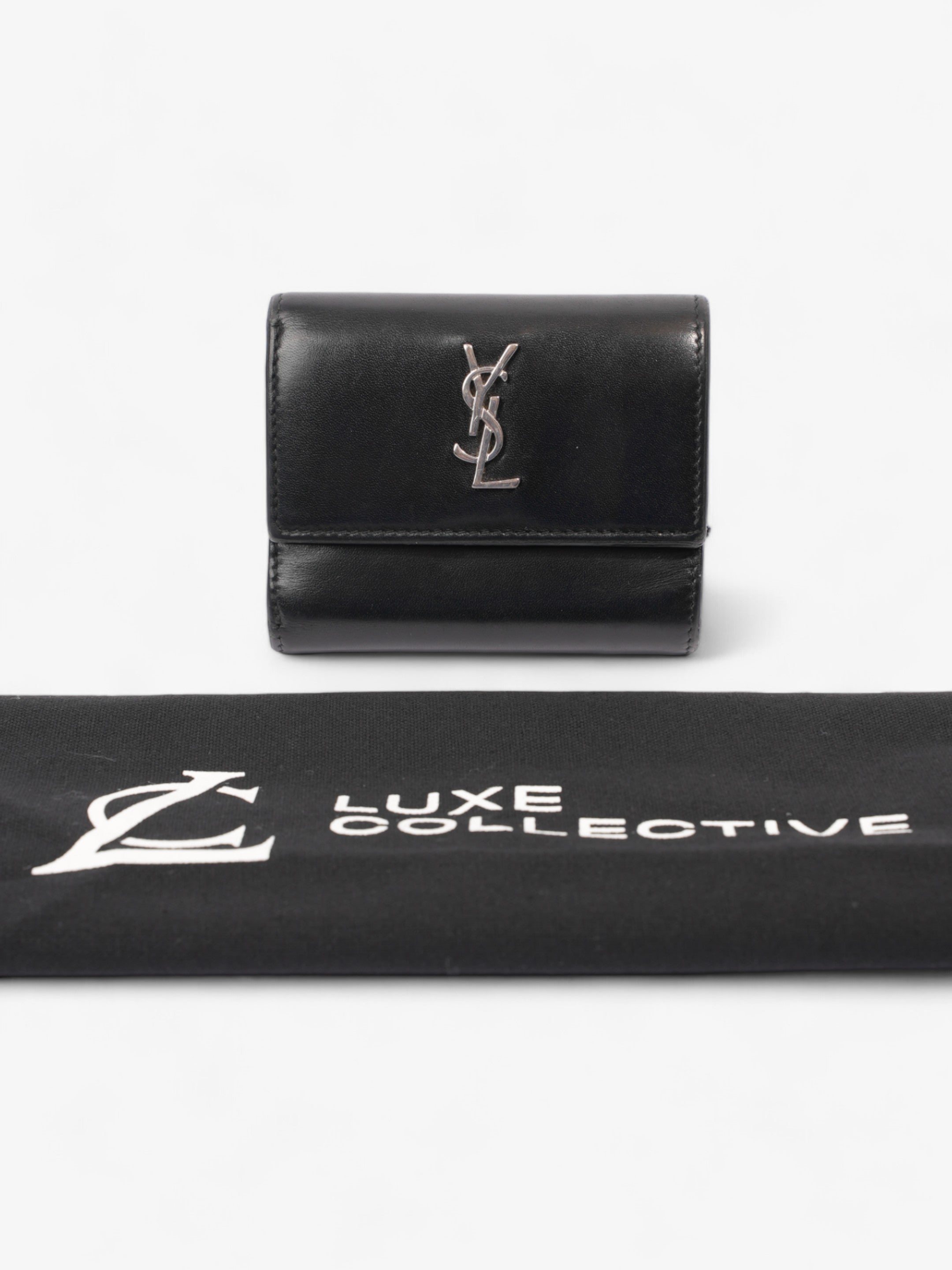 Saint Laurent Monogram Compact Wallet Black / Silver Leather
