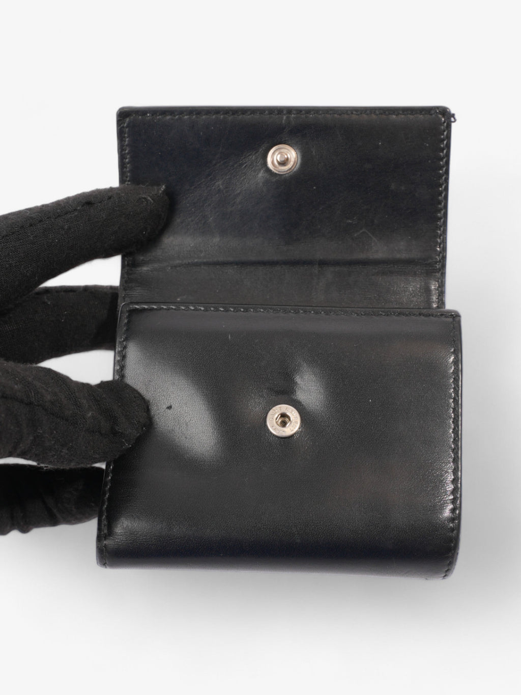 Saint Laurent Monogram Compact Wallet Black / Silver Leather