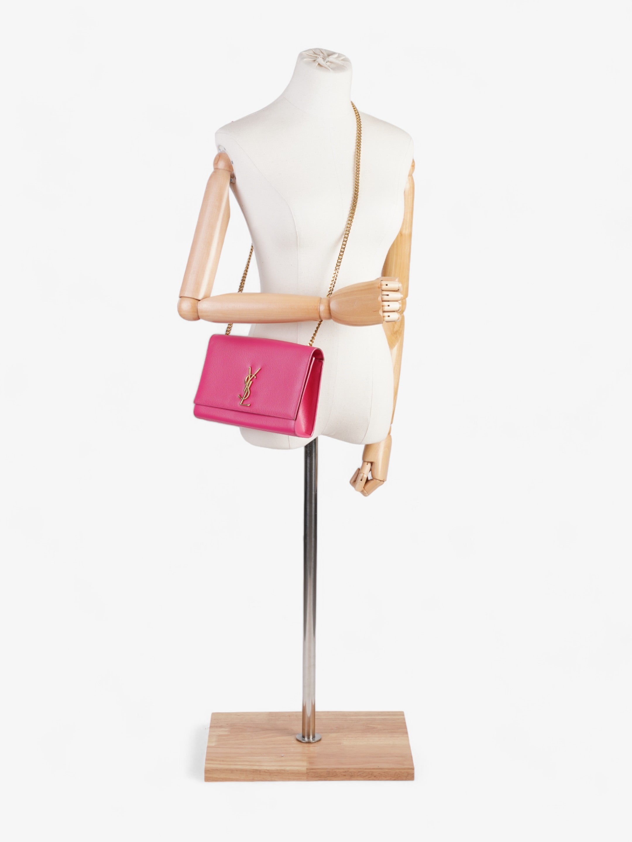 Saint Laurent Kate Neon Pink Grained Leather
