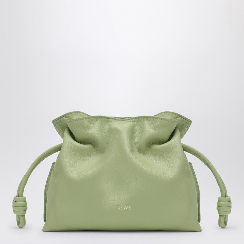 MINI LIGHT GREEN LEATHER FLAMENCO CLUTCH