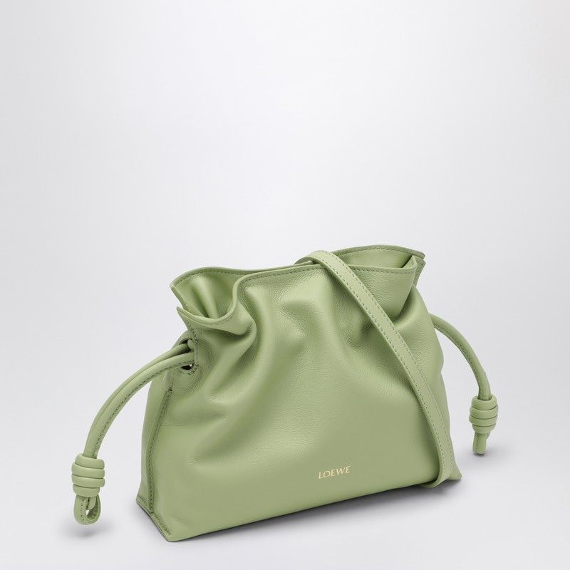 MINI LIGHT GREEN LEATHER FLAMENCO CLUTCH