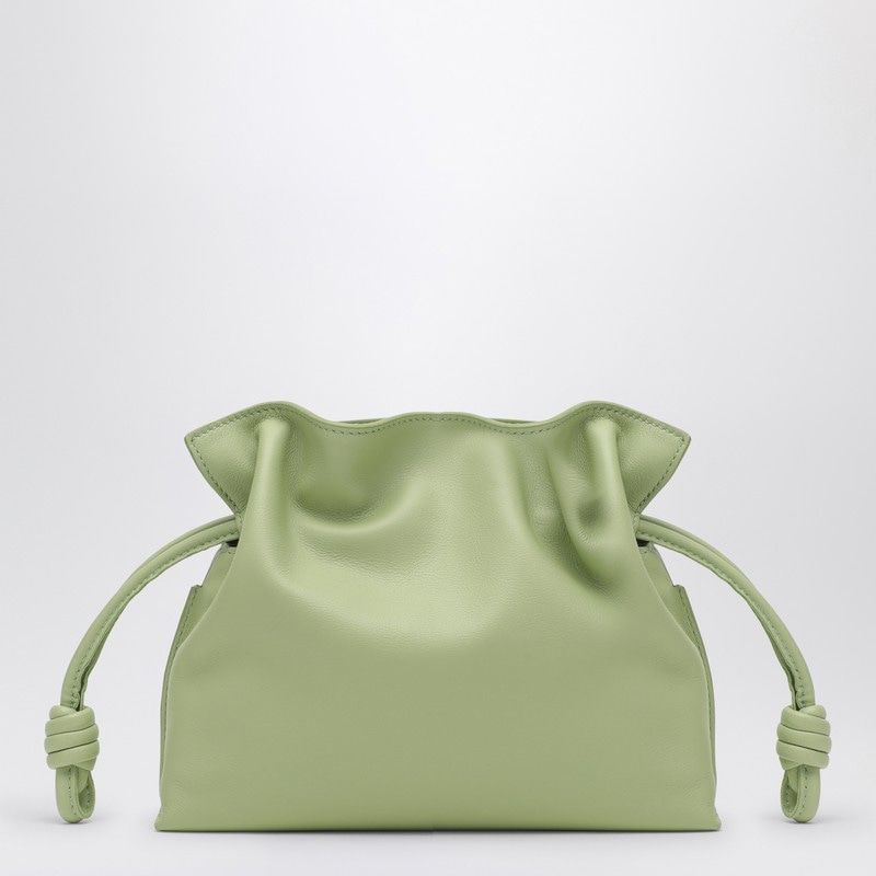 MINI LIGHT GREEN LEATHER FLAMENCO CLUTCH
