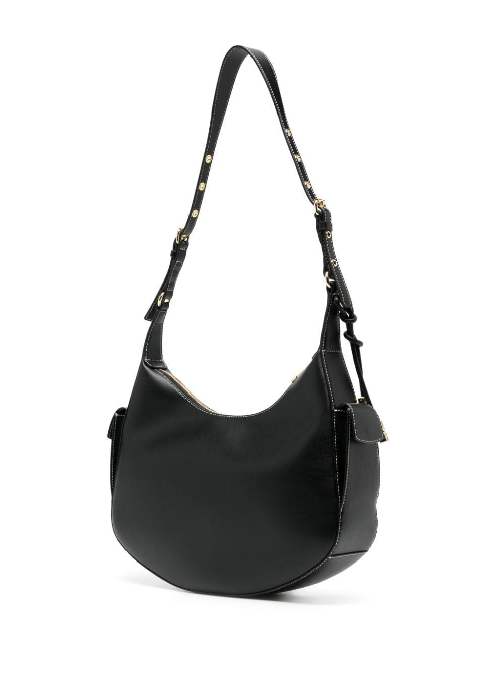 HALF MOON BAG L BLACK WITH GOLD DETAIL