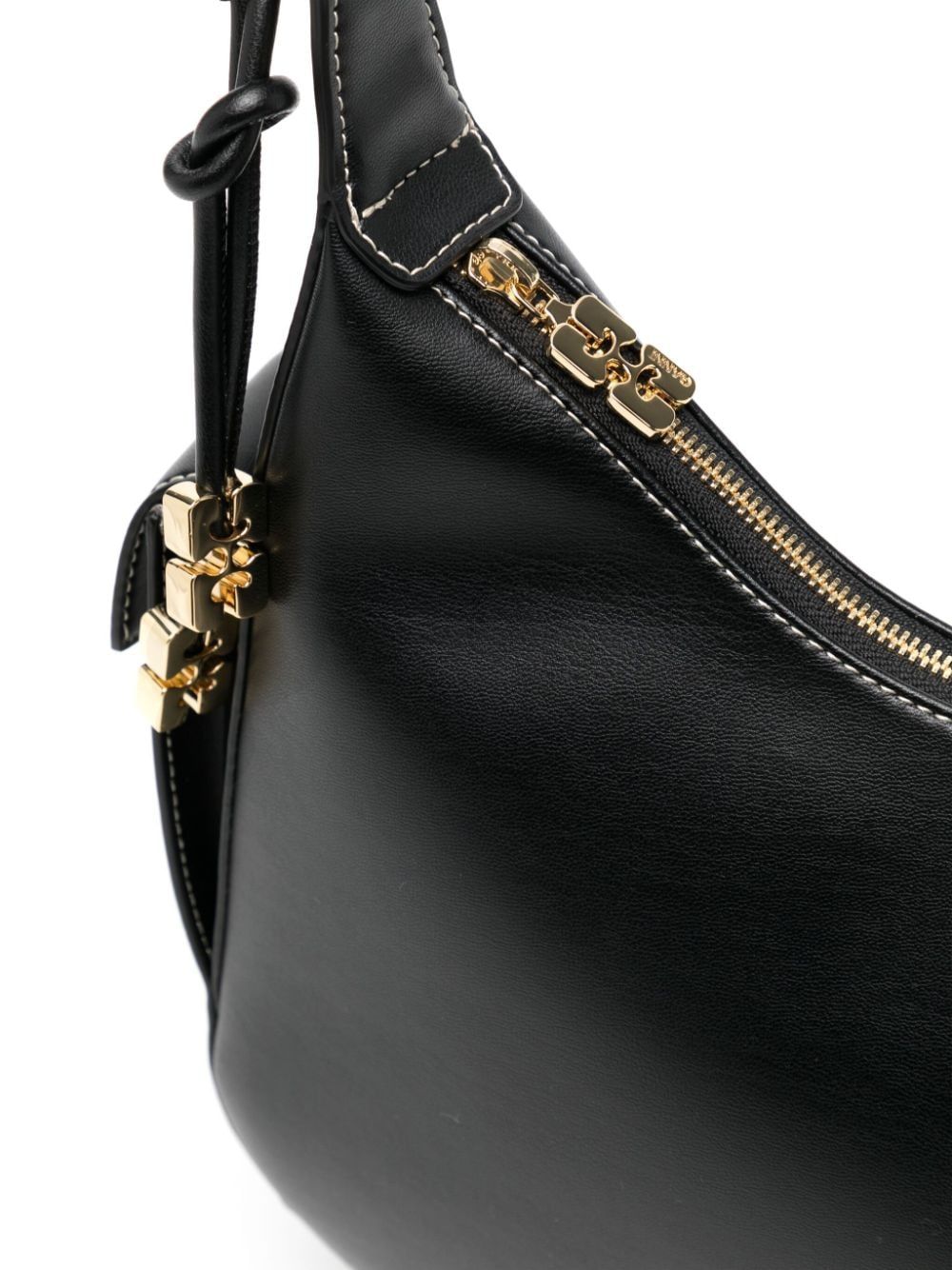 HALF MOON BAG L BLACK WITH GOLD DETAIL