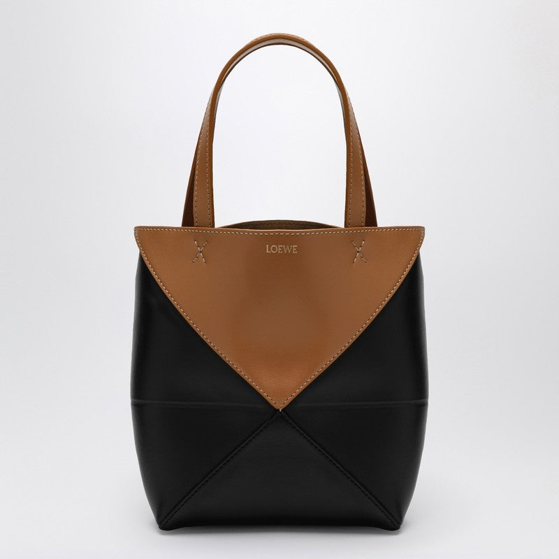 Loewe Puzzle Fold Tote Bag Mini Warm Desert/Black Women