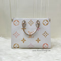 LV By The Pool Onthego MM in Ombre Beige / Creme Giant Monogram Canvas and GHW