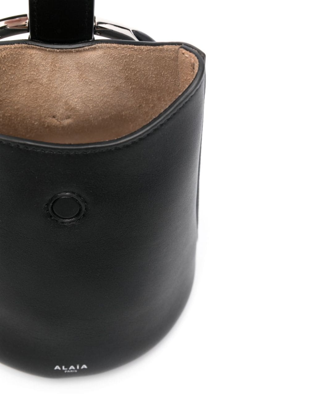 RING MINI LEATHER BUCKET BAG