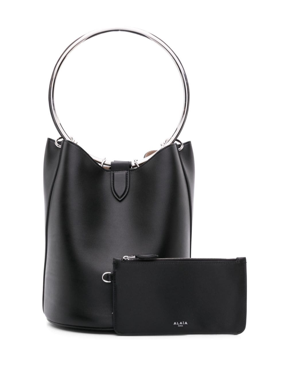 RING LARGE LEATHER BUCKET BAG
