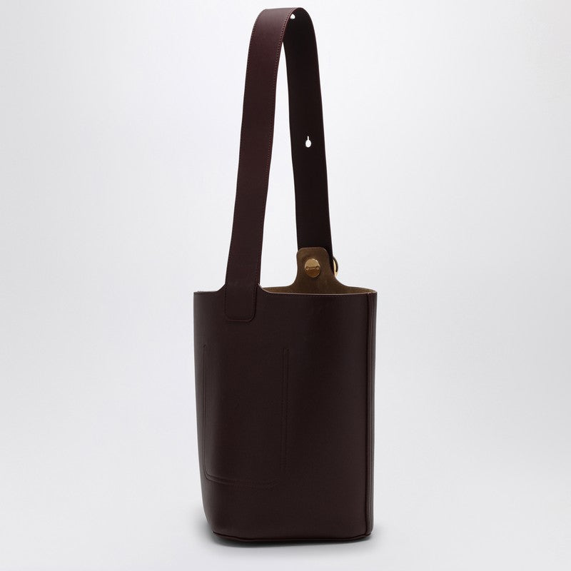 Loewe Burgundy Colour Calfskin Pebble Bucket Medium Bag Women