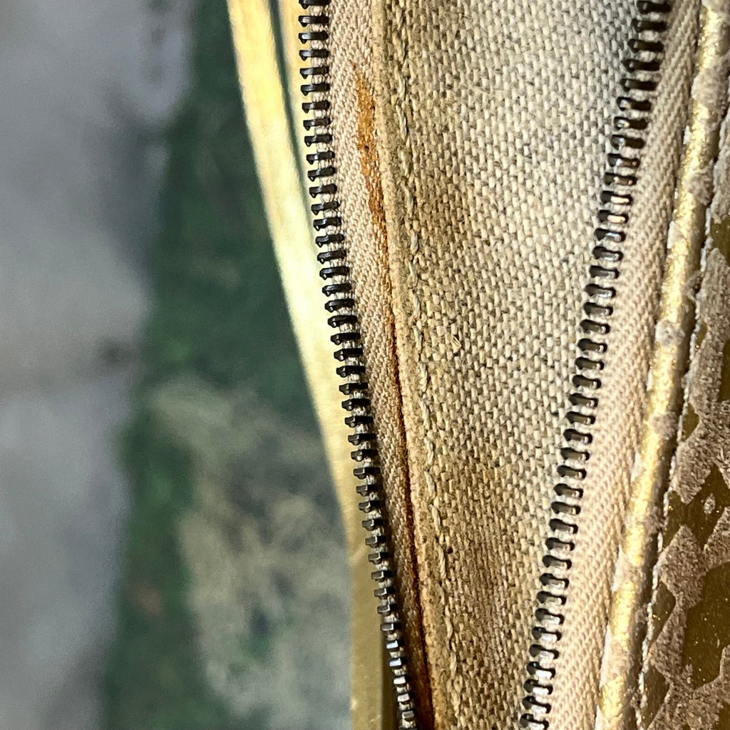 CELINE Metallic Gold Suede Leather Vintage Shoulder Bag