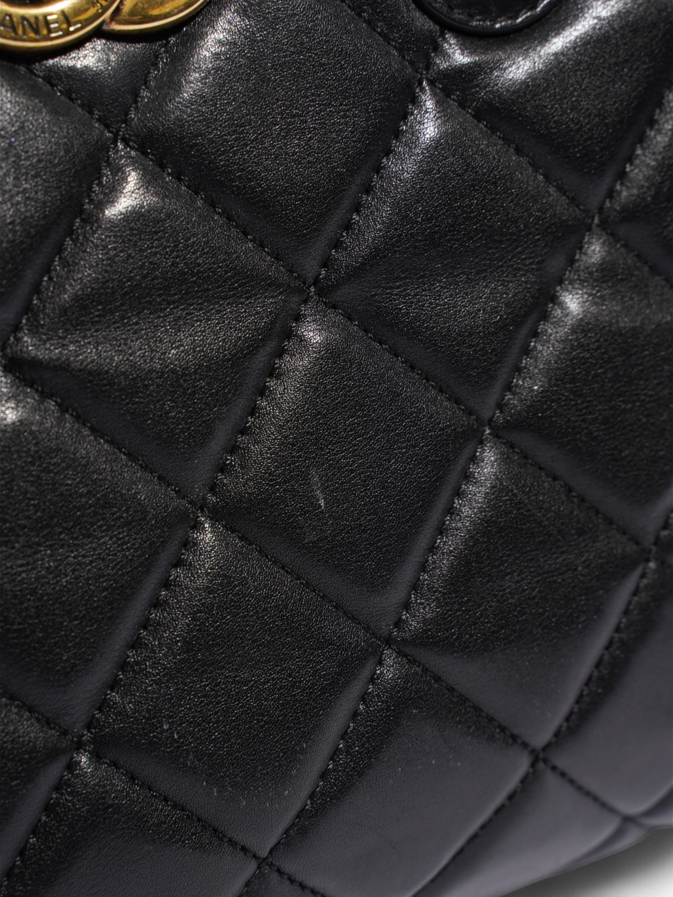 Chanel Portobello Tote Black / Beige Lambskin Leather Small